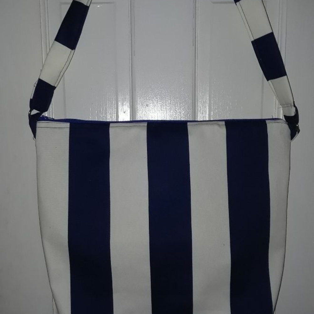 Navy and White Beach Bag